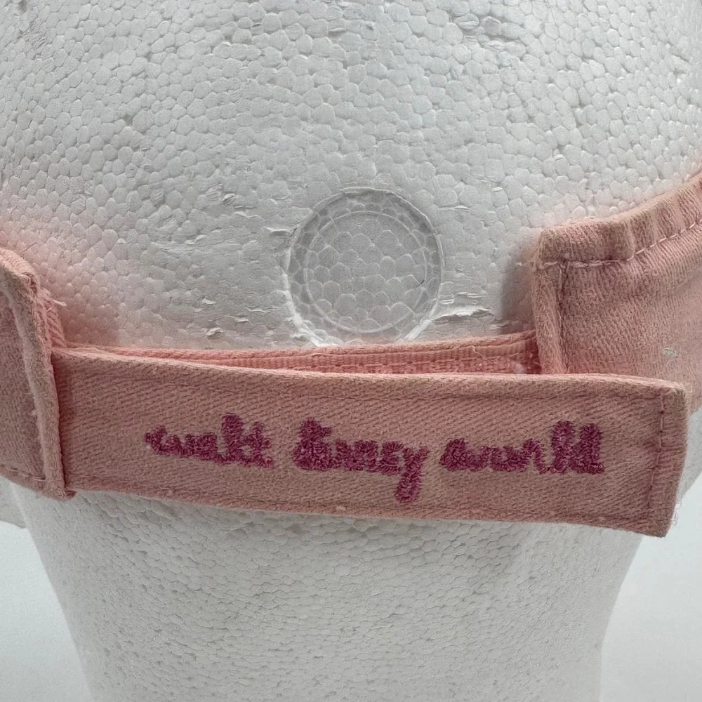 Disney Walt World Kids Princess‎ Pink Glitter Visor Hat Adjustable Strap Cotton